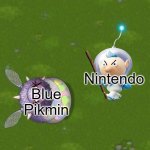 why does nintendo hate blue pikmin? | Nintendo; Blue Pikmin | image tagged in alph knocks shlep out,nintendo,pikmin | made w/ Imgflip meme maker