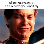 worse realization life can give you: | When you wake up and realize you can't fly | image tagged in tobey maguire crying,dreams,tobey maguire,so true,flying,happy then sad | made w/ Imgflip meme maker