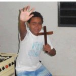 Alfredo | Teacher: we will eat Alfredo for lunch
Kid named Alfredo: | image tagged in scared kid holding a cross | made w/ Imgflip meme maker