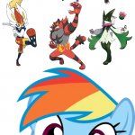 Rainbow Dash loves Humanoid Pokémon | image tagged in happy rainbow dash mlp | made w/ Imgflip meme maker