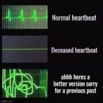 . | uhhh heres a better version sorry for a previous post | image tagged in heartbeat rate perfect,memes,funny,funny memes,fun | made w/ Imgflip meme maker