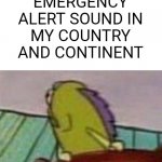 Fish looking back | ME WHEN HEARING EMERGENCY ALERT SOUND IN MY COUNTRY AND CONTINENT | image tagged in fish looking,eas alarm | made w/ Imgflip meme maker