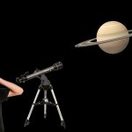 White guy panicking while viewing Saturn from a telescope meme