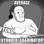 average vyonder | AVERAGE; VYOND; VYONDER/GOANIMATOR | image tagged in average redditor | made w/ Imgflip meme maker