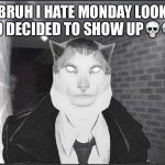 Bruh I Hate Monday’s bruh | BRUH I HATE MONDAY LOOK WHO DECIDED TO SHOW UP💀💀💀 | image tagged in monday,leavemealone,blud | made w/ Imgflip meme maker