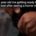 Clever title | 5 year old me getting ready to go to bed after seeing a horror movie: | image tagged in gifs,commando | made w/ Imgflip video-to-gif maker