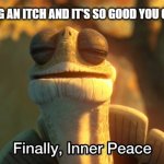 True story | SCRATCHING AN ITCH AND IT'S SO GOOD YOU GET SHIVERS | image tagged in finally inner peace hd,itch,true story | made w/ Imgflip meme maker