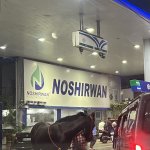 Horse in gas station