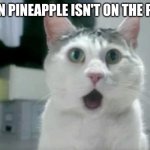 OMG Cat | WHEN PINEAPPLE ISN'T ON THE PIZZA | image tagged in memes,omg cat | made w/ Imgflip meme maker