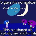 I think it is anyways E (tomislav*) | Yo guys it's normalcore; This is a shared alt, it's pluck, me, and tomslav | image tagged in bleak bridge zone act 1 art by normalcore | made w/ Imgflip meme maker