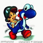 Blue Yoshi & baby Luigi