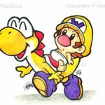 Yellow Yoshi & baby Wario