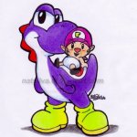 Purple Yoshi & baby Waluigi