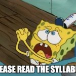 begging | PLEASE READ THE SYLLABUS | image tagged in begging | made w/ Imgflip meme maker