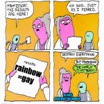 results are in | rainbow =gay; IN FACT DESTROY THE WORLD | image tagged in results are in | made w/ Imgflip meme maker