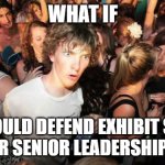 what if rave | WHAT IF; WE COULD DEFEND EXHIBIT SPEND
TO OUR SENIOR LEADERSHIP TEAM | image tagged in what if rave | made w/ Imgflip meme maker