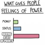 POWER | HAVING A LOT OF POINTS | image tagged in what gives people feelings of power,points,memes,power | made w/ Imgflip meme maker