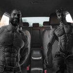 Two Giga chads in the car template