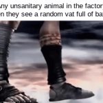 I once got some rat poop in my waffle | Any unsanitary animal in the factory when they see a random vat full of batter: | image tagged in gifs,meme | made w/ Imgflip video-to-gif maker