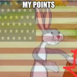 When you downvote | MY POINTS | image tagged in capitalist bugs bunny | made w/ Imgflip meme maker