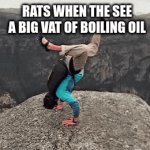 ¯\_༼ •́ ͜ʖ •̀ ༽_/¯ | RATS WHEN THE SEE A BIG VAT OF BOILING OIL | image tagged in gifs,jumping | made w/ Imgflip video-to-gif maker