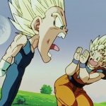 Vegeta yelling at Goku