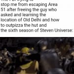 Top 10 anime battles | The FBI trying to stop me from escaping Area 51 after freeing the guy who asked and learning the location of Old Delhi and how to outpizza the hut and the sixth season of Steven Universe: | image tagged in gifs,area 51,who asked,steven universe,oh wow are you actually reading these tags,fbi | made w/ Imgflip video-to-gif maker