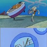 Squidward kicks the boat meme
