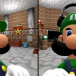 luigi turns his head and stares at you