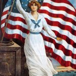 Patriotic woman American flag vintage JPP