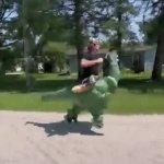 Guy on dinosaur running GIF Template