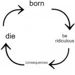 the circle of life | born; die; be ridiculous; consequences | image tagged in the circle of life | made w/ Imgflip meme maker