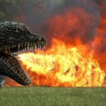 i was bored so i made this | image tagged in flamethrower,godzilla | made w/ Imgflip meme maker