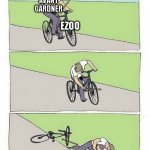 ezoo 2023 | AVANT
GARDNER; EZOO | image tagged in bike fall | made w/ Imgflip meme maker