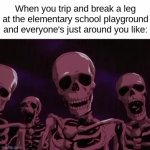 they just crowded up around the hurt person and did nothing XD | When you trip and break a leg at the elementary school playground and everyone's just around you like: | image tagged in gifs,meme,is it relatable,school | made w/ Imgflip video-to-gif maker