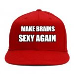 Make Brains Sexy Again | MAKE BRAINS; SEXY AGAIN | image tagged in red cap,brains,smart,truth,dumb,world | made w/ Imgflip meme maker