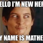 Spiderman Peter Parker | HELLO I’M NEW HERE; MY NAME IS MATHEW | image tagged in memes,spiderman peter parker | made w/ Imgflip meme maker