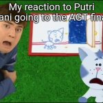 I hope she makes it to the Top 5 or its gonna be like Sara James again and again | My reaction to Putri Ariani going to the AGT finals: | image tagged in shocked joe and periwinkle,memes,agt,singer,indonesia | made w/ Imgflip meme maker