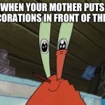 Especially in the corner where there is ALWAYS something important to see | WHEN YOUR MOTHER PUTS DECORATIONS IN FRONT OF THE TV | image tagged in eye twitch | made w/ Imgflip meme maker
