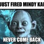 Scooby Doo is Saved, Velma is Canceled | WB JUST FIRED MINDY KALING; NEVER COME BACK | image tagged in leave now and never come back,scooby doo,velma,memes,movies,warner bros | made w/ Imgflip meme maker