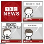 the news | THIS MEME WON'T GET POPULAR | image tagged in the news | made w/ Imgflip meme maker