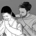 Man soothing crying woman