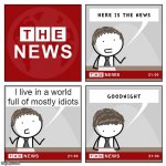 I'm not pointing fingers but I know some pretty dumb people | I live in a world full of mostly idiots | image tagged in the news | made w/ Imgflip meme maker