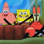 Spongebob, Patrick, And Mr.Krabs In A Car template