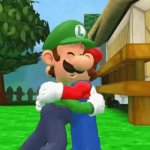 Mario + luigi hug GIF Template