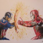 Captain america and iron man fighting