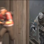Heavy robot running after scout