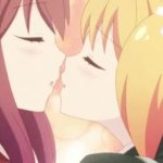 2 anime girls kissing GIF Template