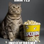 Cat eating popcorn | HMM YES; IMGFLIP DRAMA | image tagged in cat eating popcorn | made w/ Imgflip meme maker