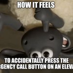 Oops... Pressed it | HOW IT FEELS; TO ACCIDENTALLY PRESS THE EMERGENCY CALL BUTTON ON AN ELEVATOR | image tagged in thumbs up sheep | made w/ Imgflip meme maker